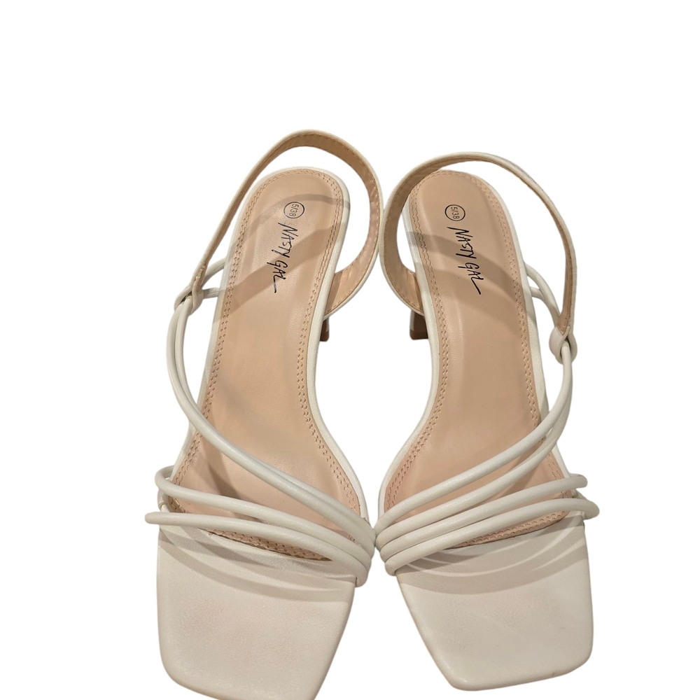 Nasty Gal White Strappy Sandals with Square Toe